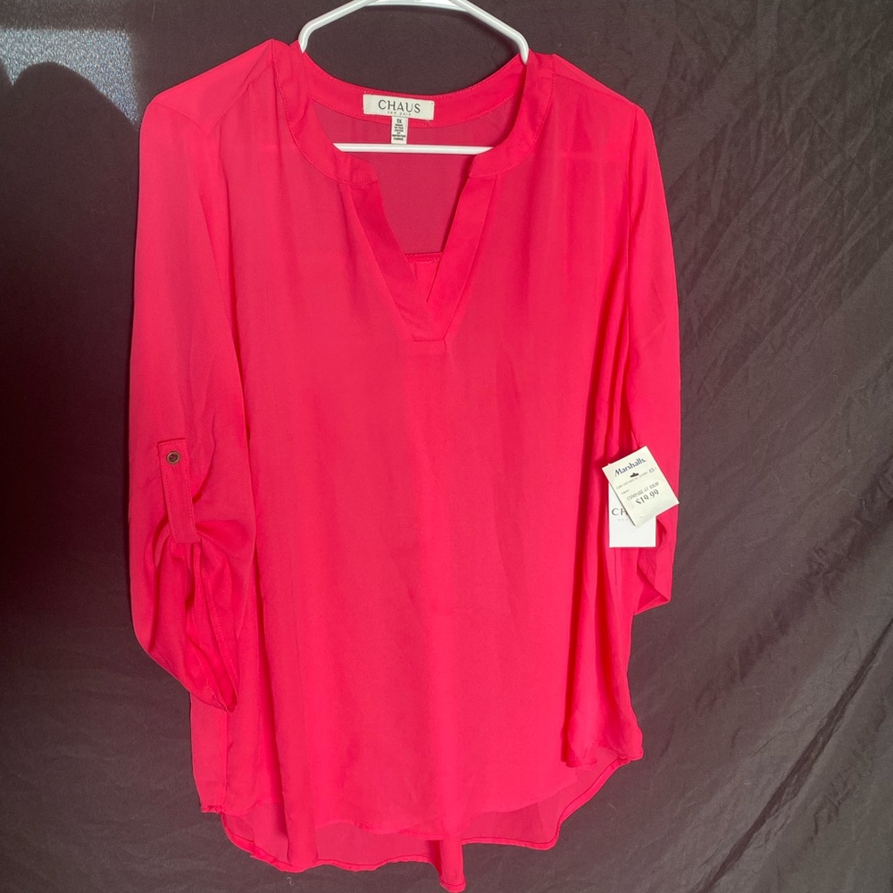 NWT Chaus New York Hot Pink Blouse - Size 1X
